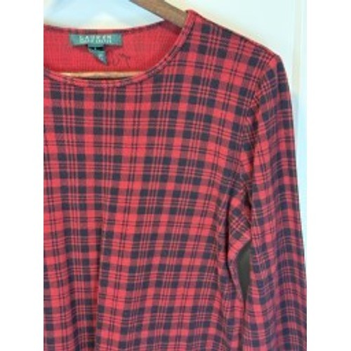 Vintage Lauren Ralph Lauren 100% Cotton Red Black Plaid Long Sleeve Shirt Large