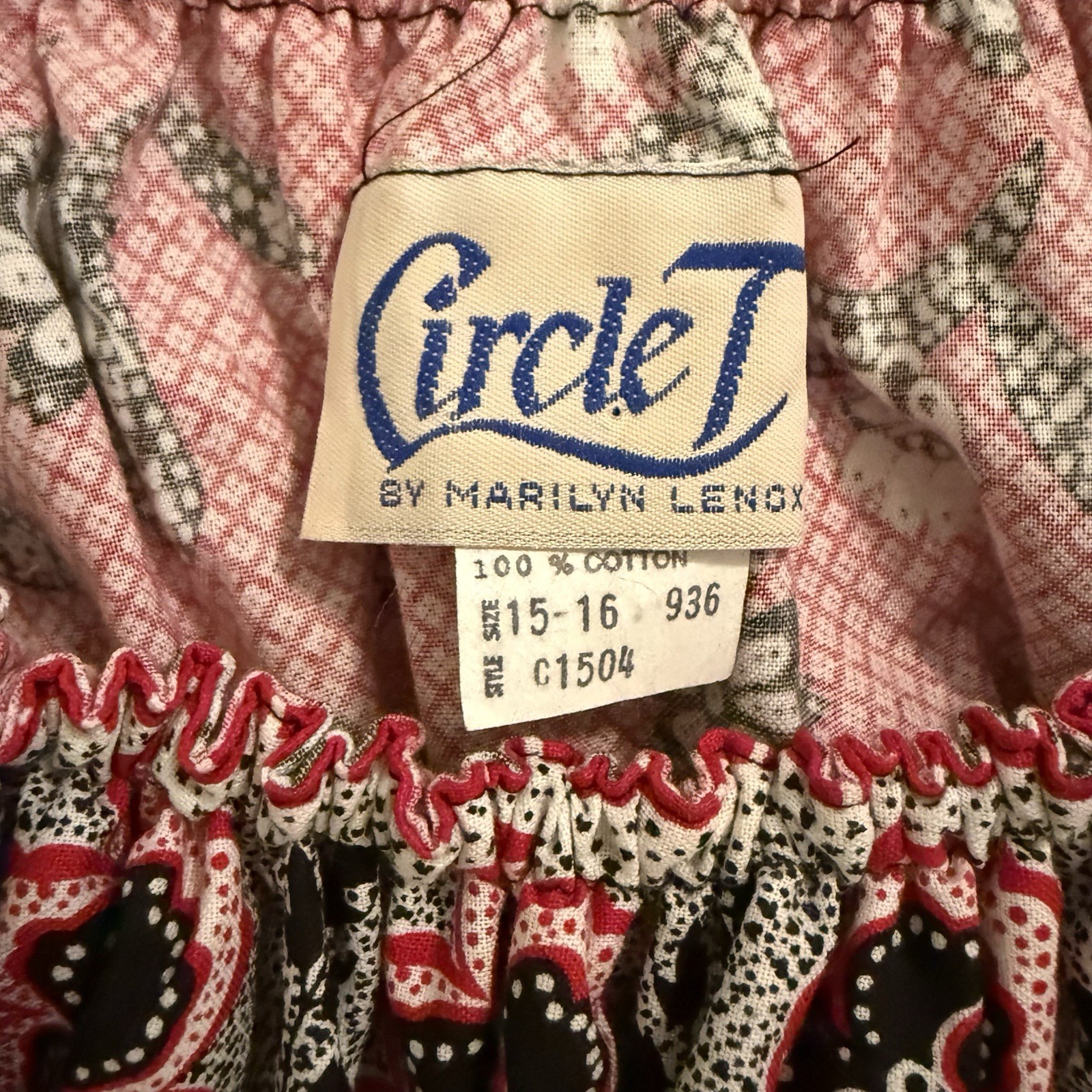 Vintage Circle T Marilyn Lenox Western Off The Shoulder Dress Size 15/16 Rodeo