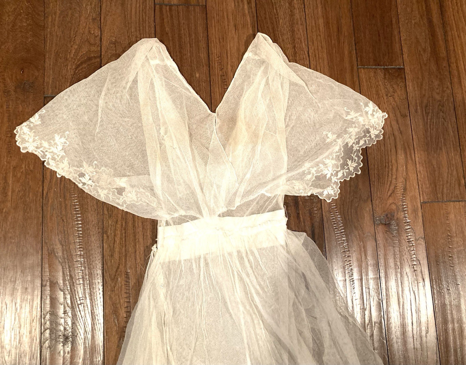 Antique 1910s Edwardian tea dress lawn dress ivory net XS