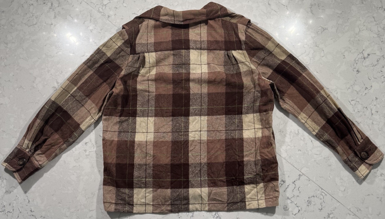VTG 50s 49er Style Jacket Shacket Womens Large Brown Wool Plaid Check Barn Coat