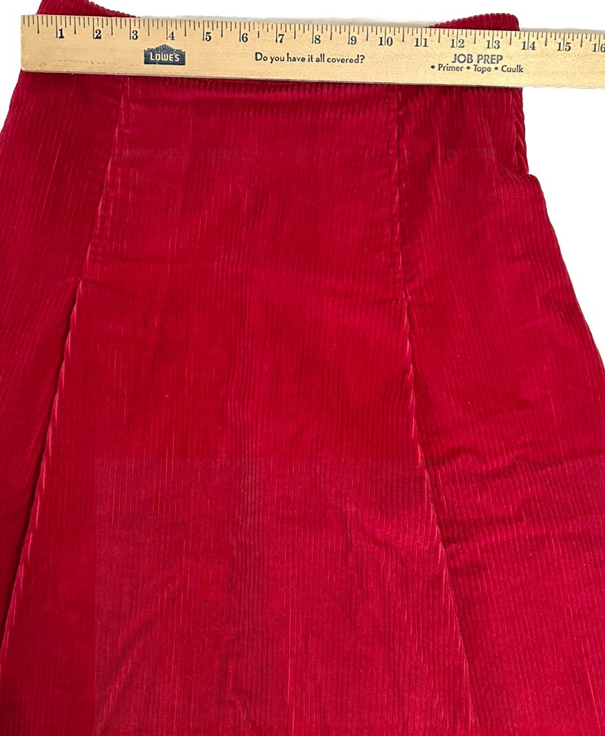 VTG The Villager Skirt Women’s Red Corduroy Pleats Sz 8/10 27.5″ Heritage Preppy