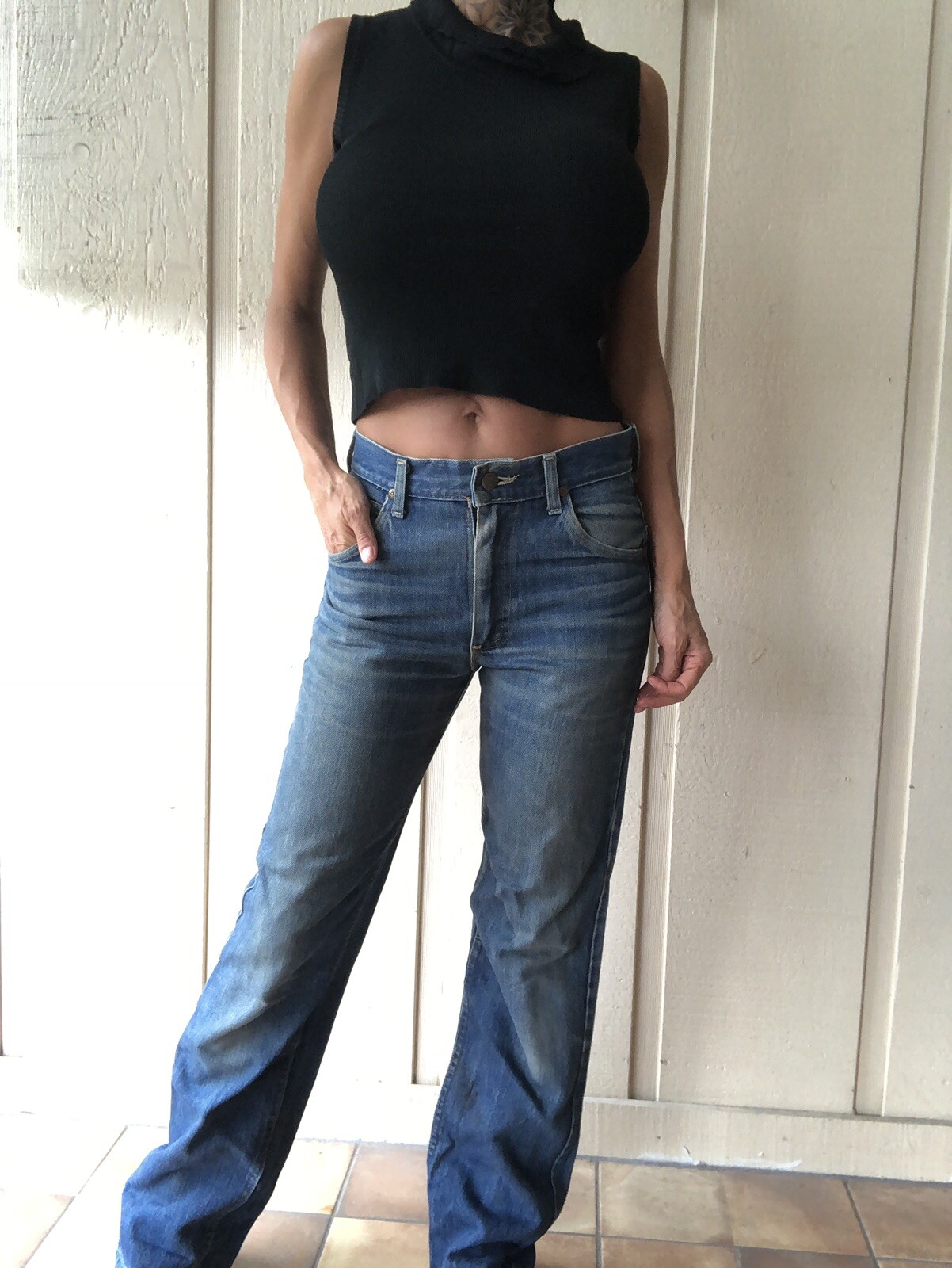 Vintage 1970 Lee Rider Jeans 27 Tag 28/32 Dark Wash