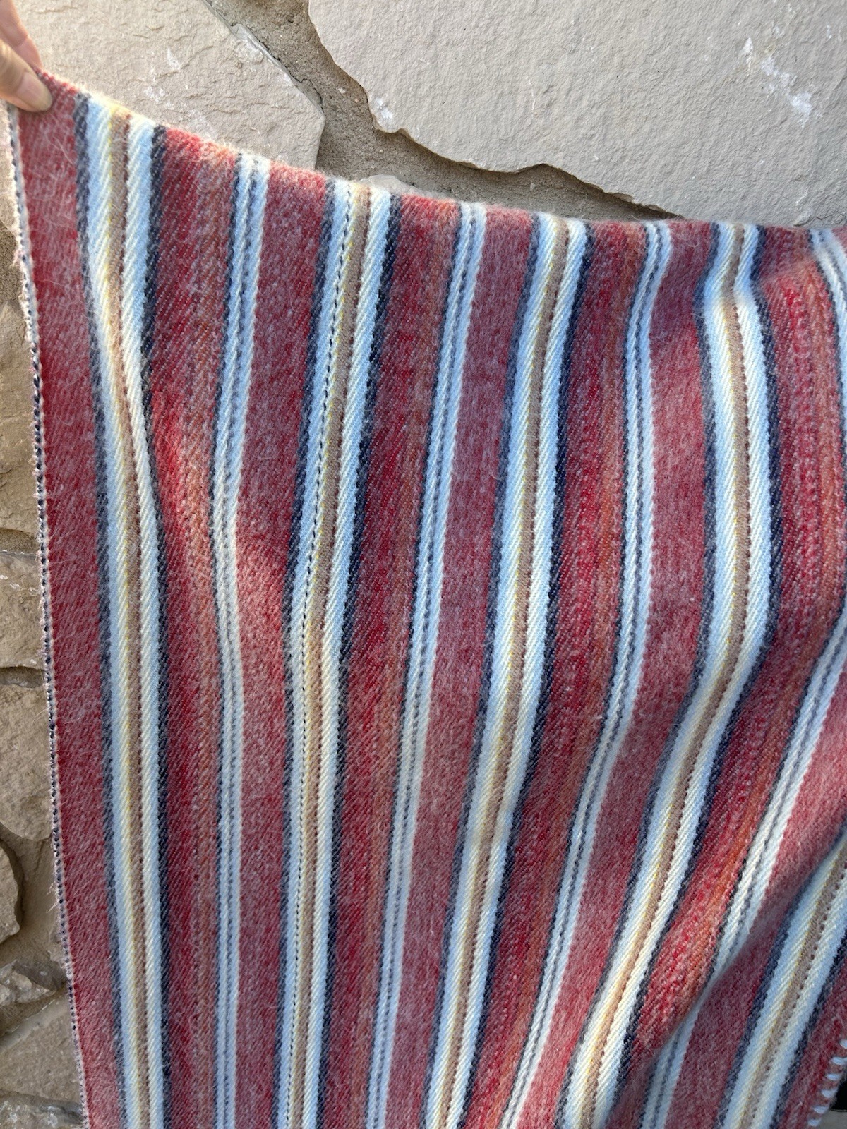 Vintage Poncho Serape Blanket Stripe Wool? Fringe Square 36″ One Size S M L XL