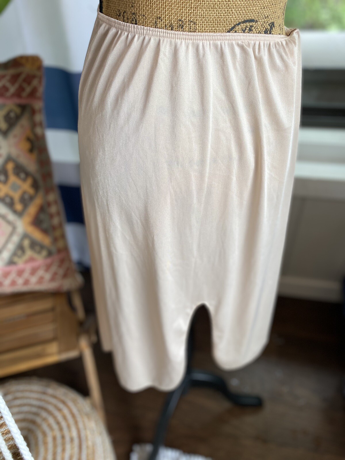 Dixie Belle 27″ Nylon Half Slips, Made In USA Beige 2 Slits Large