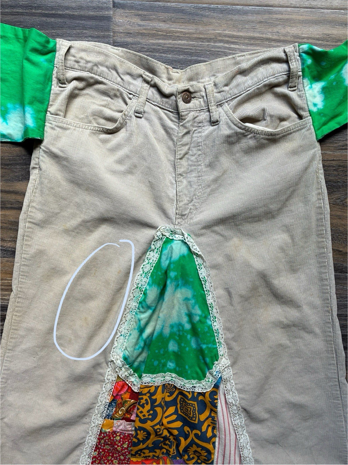 Vintage 1970s Levi’s Custom Handmade Patchwork Boho Hippie Skirt