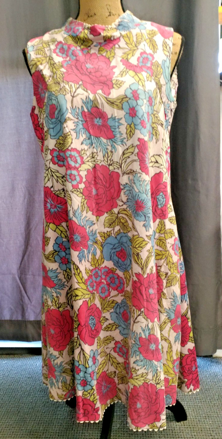 Dash About Dress Medium Colorful Floral Sleeveless Vintage 1960s