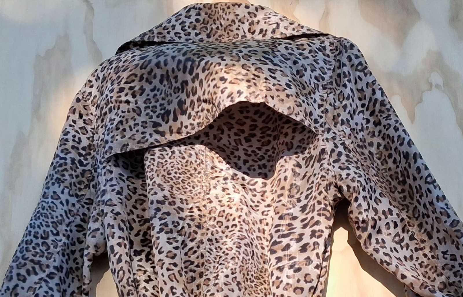 Vintage French Coat Paris Leopard Print Belted Trench XL Parisian Quiet Luxury