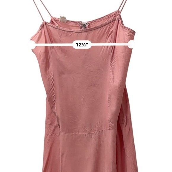 Vintage Silk Slip Dress Womens Pink Bias Cut Mini Spaghetti Strap ILGWU Union