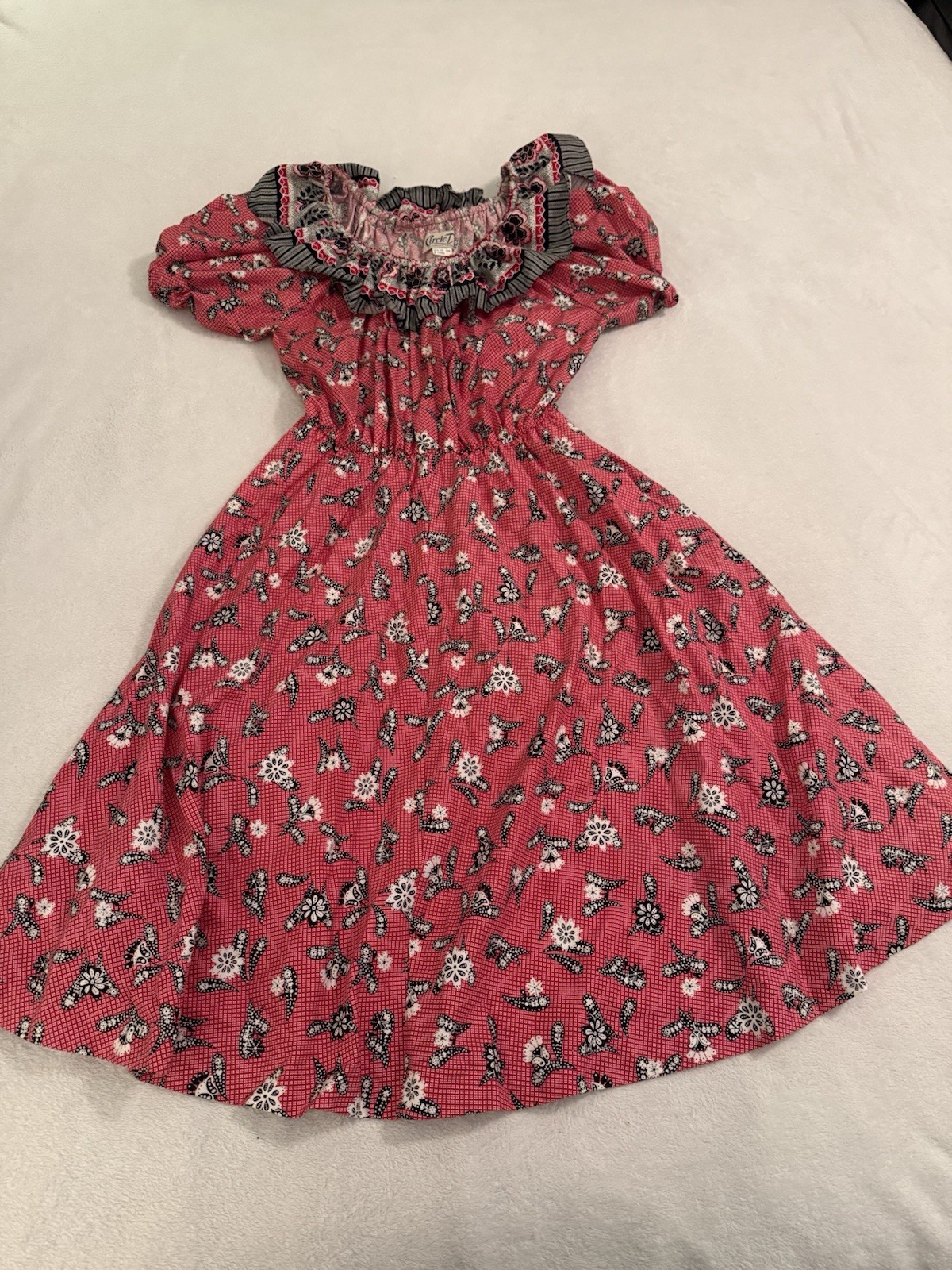 Vintage Circle T Marilyn Lenox Western Off The Shoulder Dress Size 15/16 Rodeo