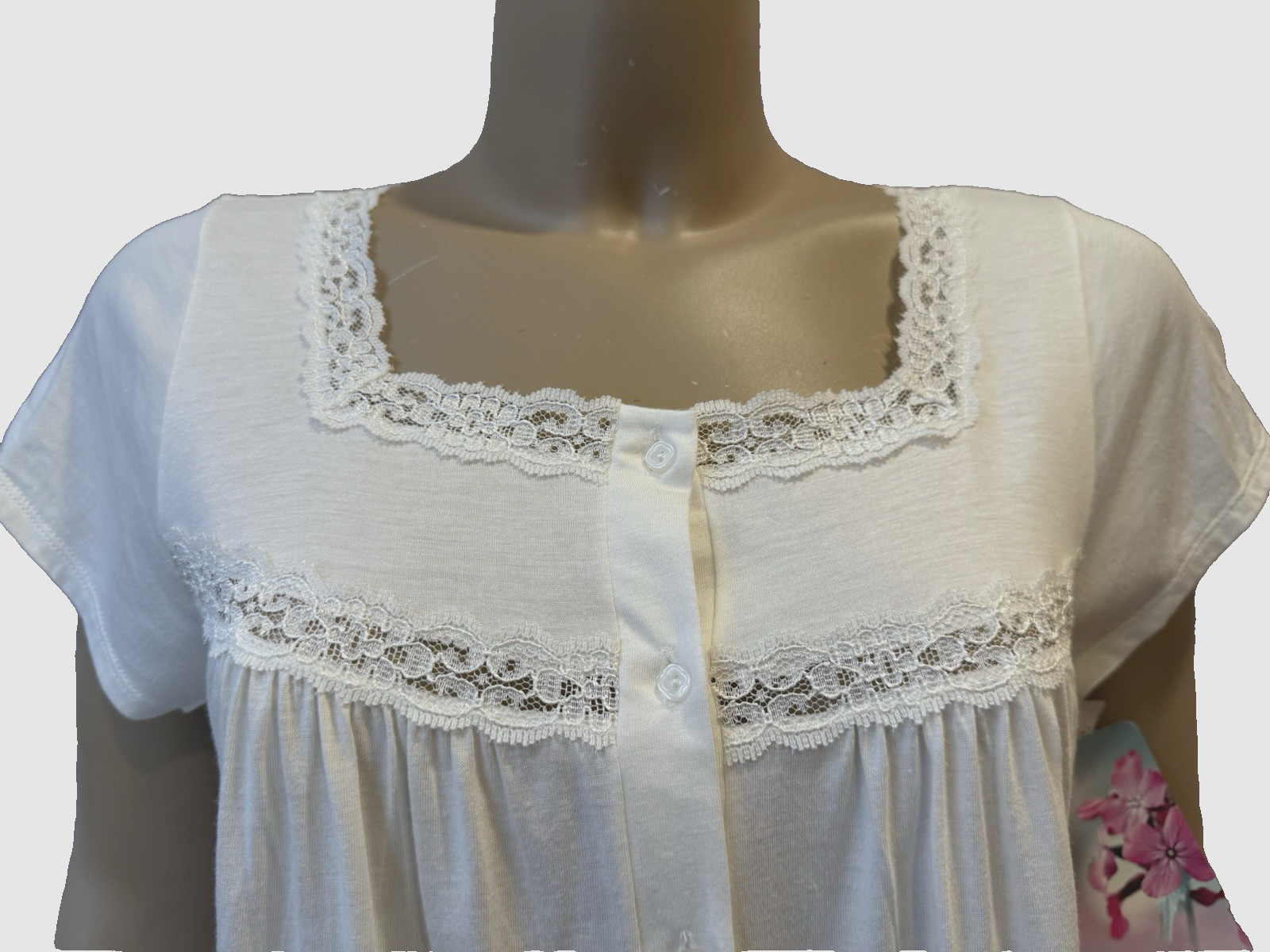VTG Shadowline Amyris Pima Cotton Blend Nightgown, Sz S/M w/Tags Deadstock 90’s
