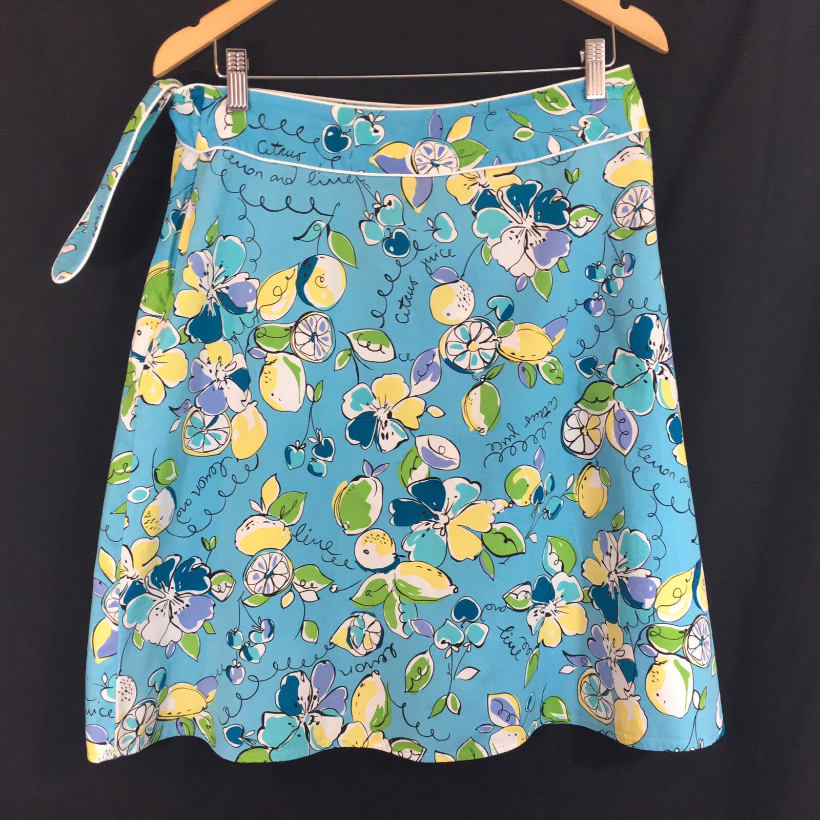 Vintage VanHeusen Women’s Size 10 Cotton/Spandex Faux Wrap Summer Print Skirt