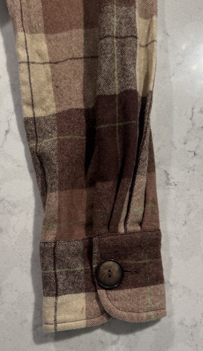 VTG 50s 49er Style Jacket Shacket Womens Large Brown Wool Plaid Check Barn Coat