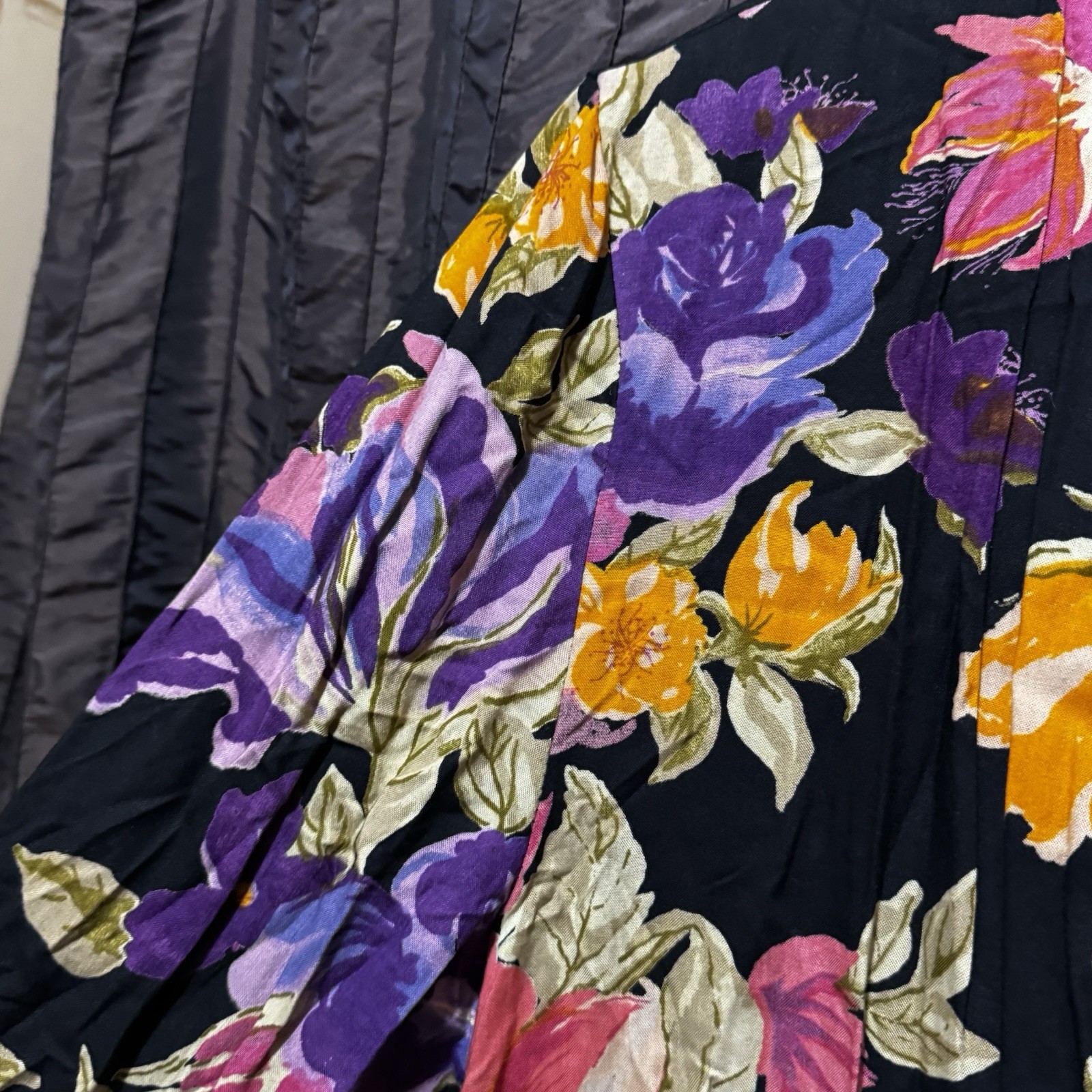 Floral Blazer Jewel Tones Oversized Long Size Women’s Medium Vintage 1980s