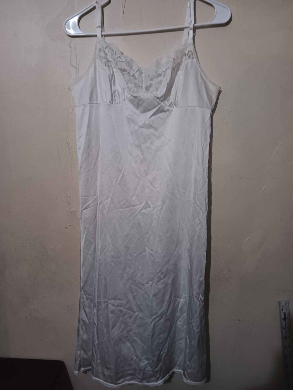 Vintage Vassarette Off White Color Nylon Lace Slip Size 36, 26, 42