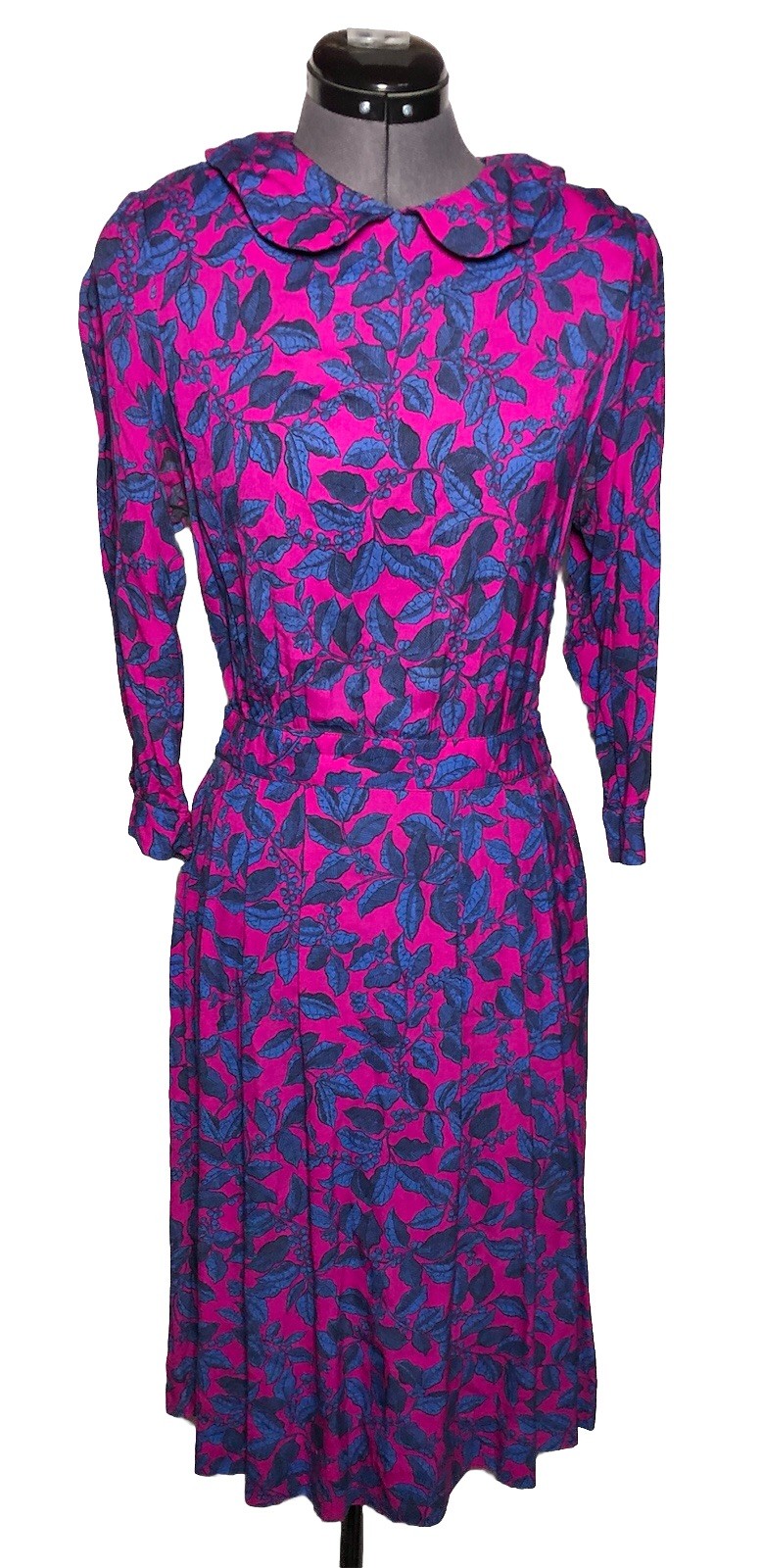 Vtg 70s 80s Dress Lanz Floral Button Back Cottagecore Secretary 36-29-42 S/M