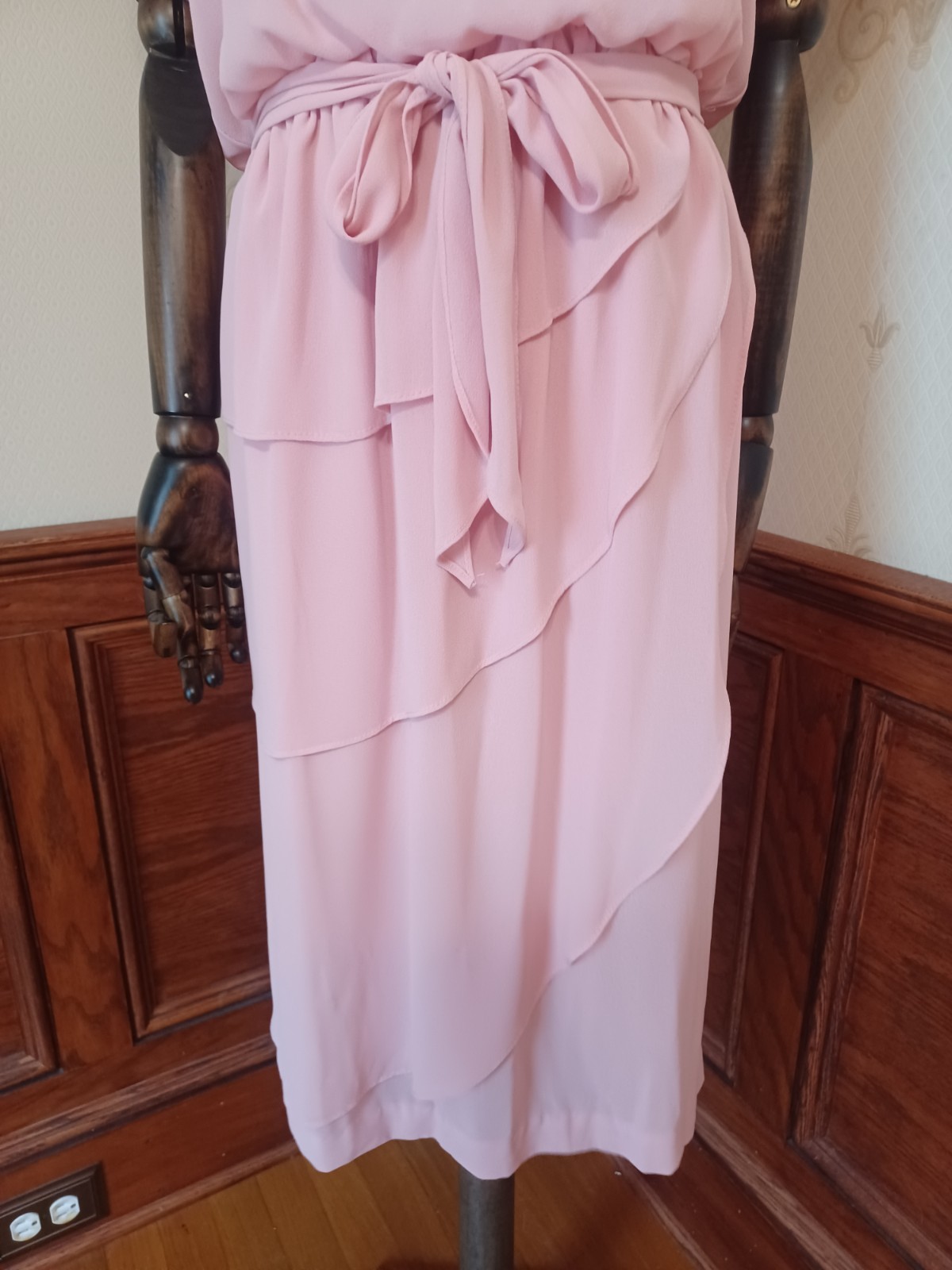 Vintage 1960s/70s Toni Todd Union-Made Pink Pearled Puff Sleeve Coquette Dress
