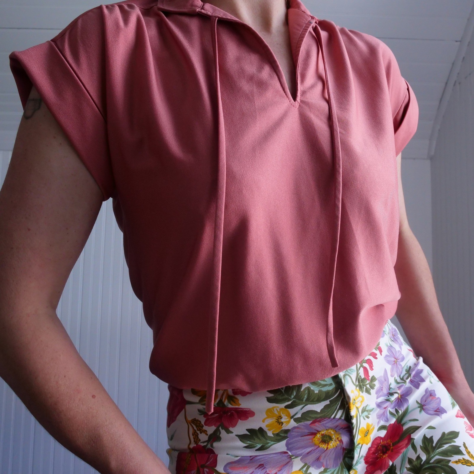 Vintage 1970s/80s Ship ‘n Shore copper colored nylon crop top