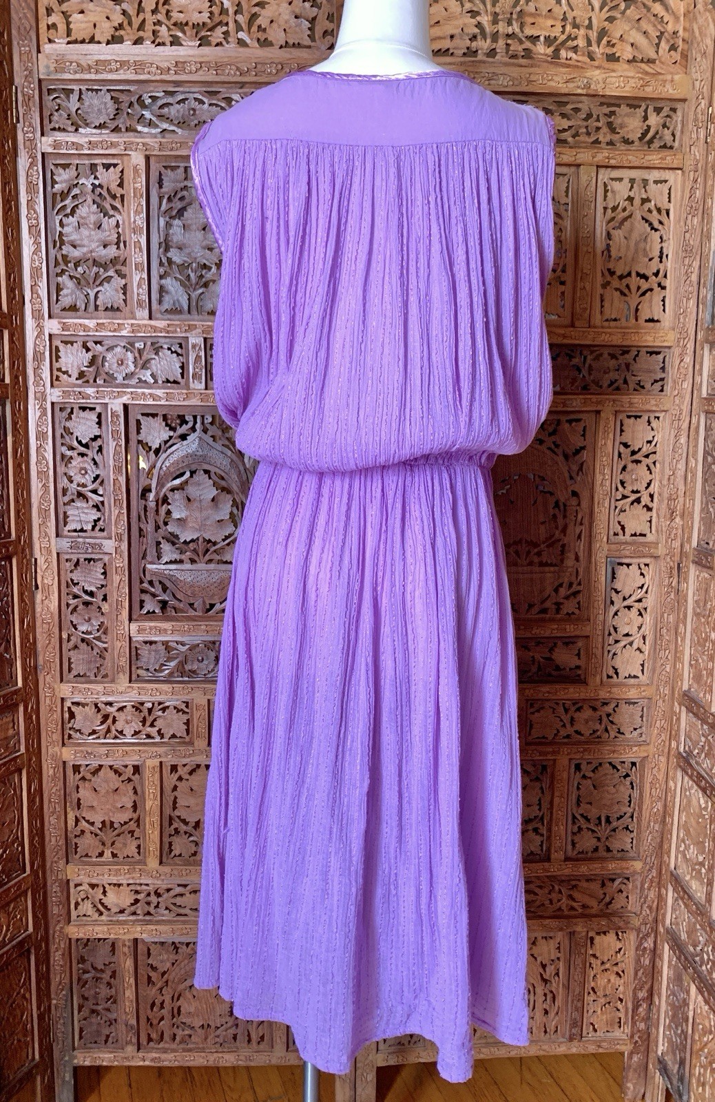 Vtg 70s Grecian Cotton Gauze Dress Goddess Boho Midi Shopping International L
