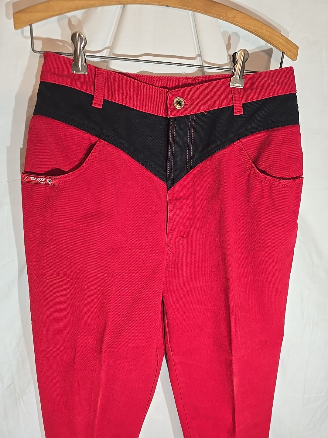1980s High Waist Blaze Red Rodeo Western Riding Jeans Womens Size 28 X 33
