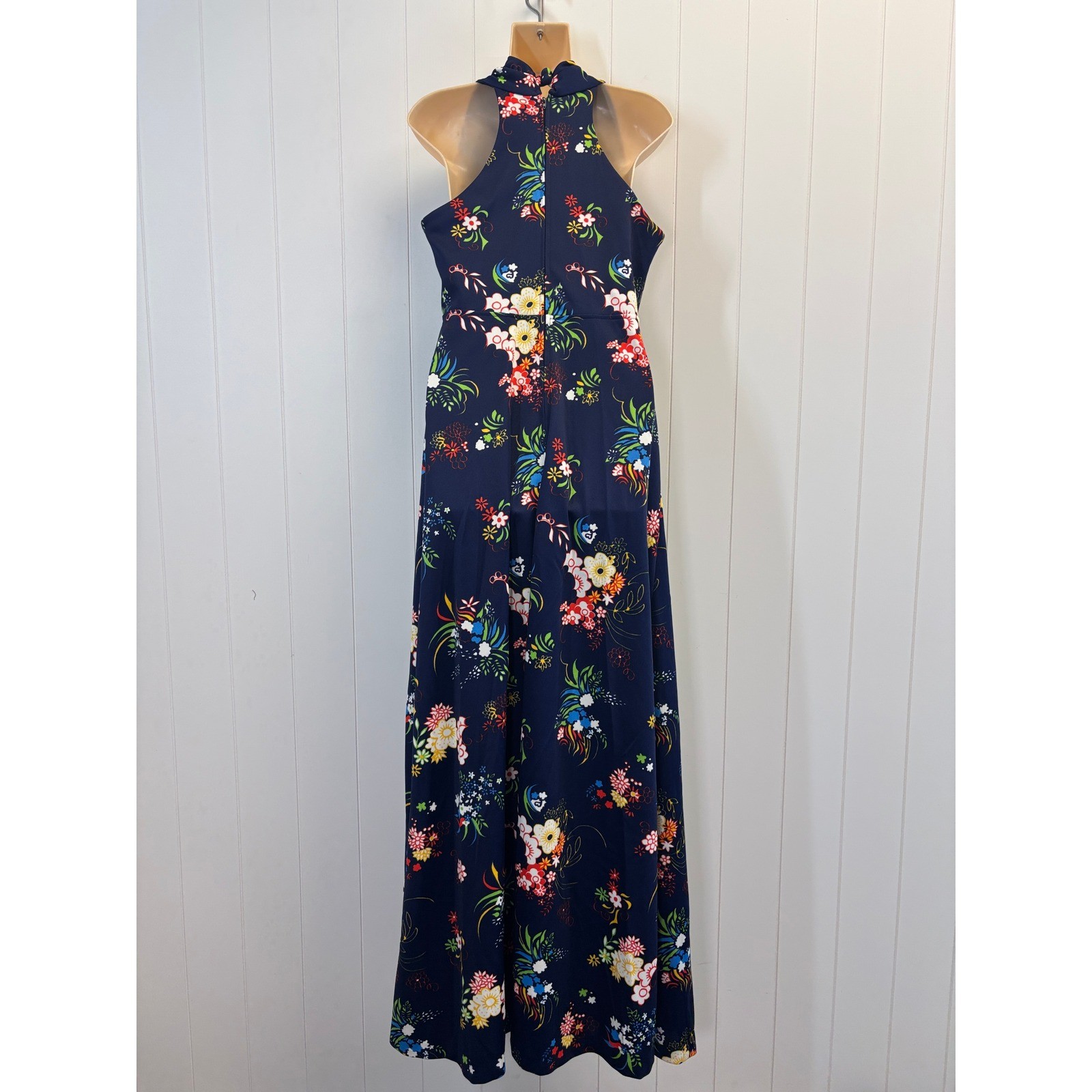 Vintage Gay Gibson Women 60s 70s Floral Halter Maxi Dress Size M Boho Garden