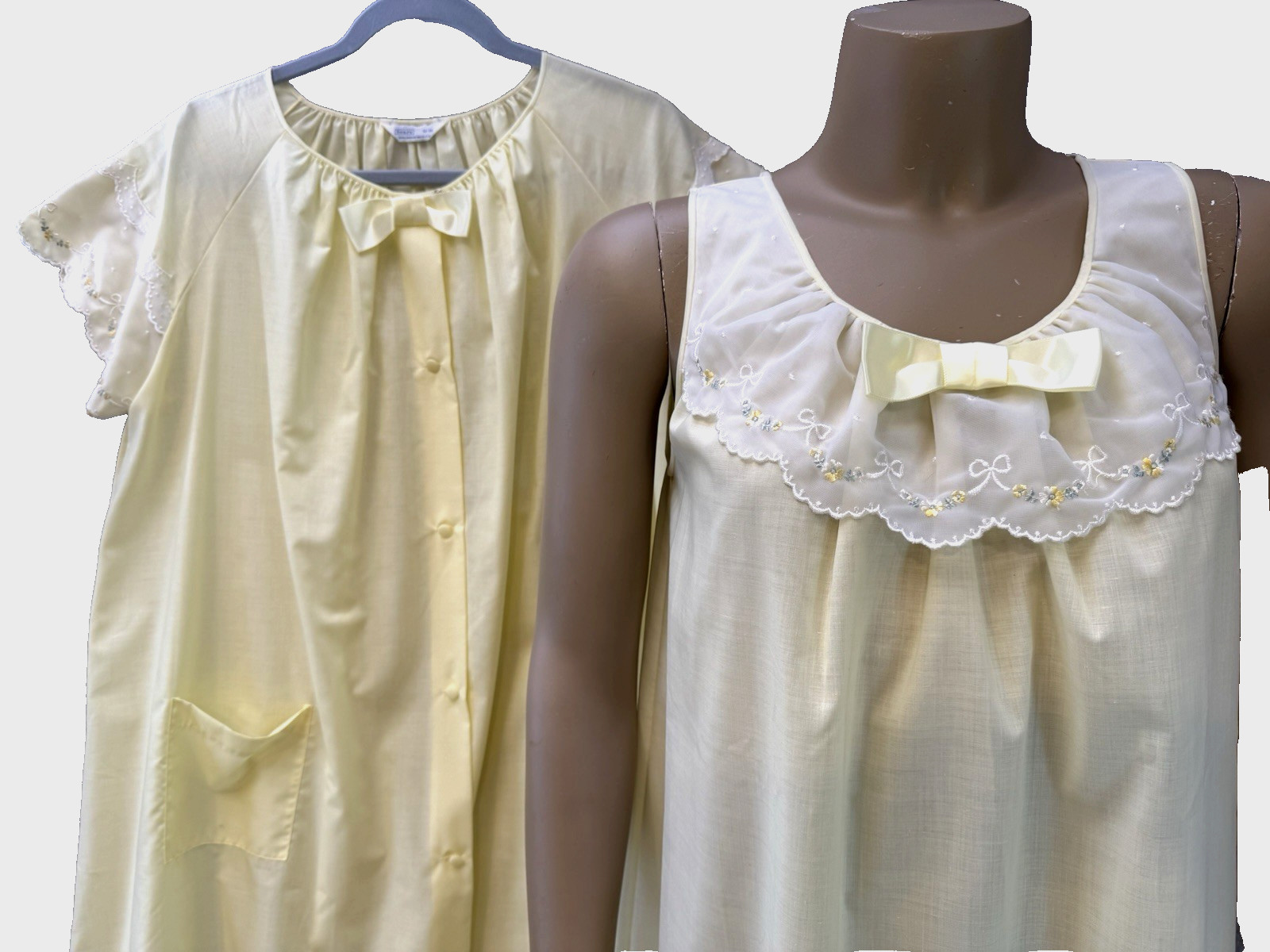 VTG Shadowline Sears Nightgown & Robe, Cotton, Cottagecore NOS w/Tags Sz S/M