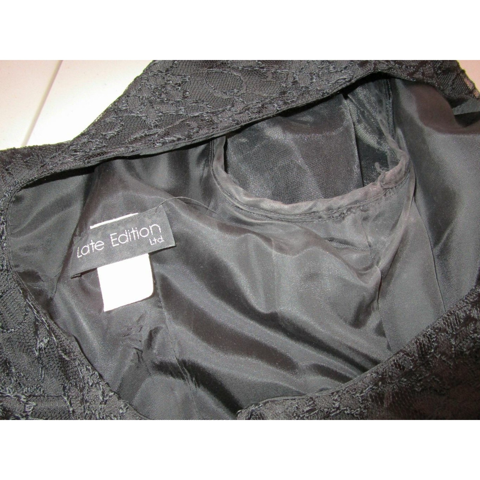 Vtg 80s Black Lace Cocktail Dress Sz 14 Late Edition Union Made Whimsigoth Fairy