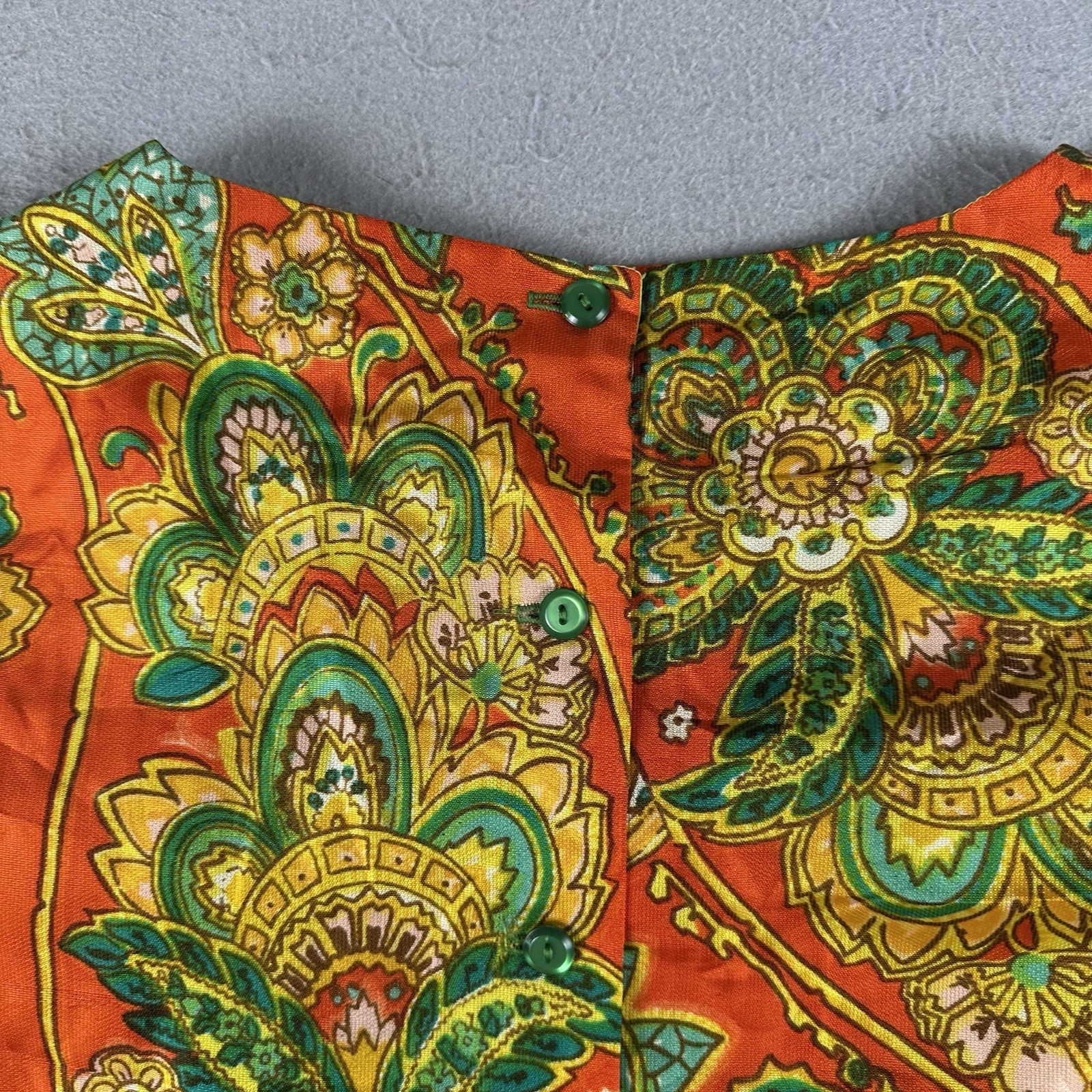 Vintage 60s 70s Alex Colman Pant Suit Women’s 10 Orange Boho Psychedelic Paisley