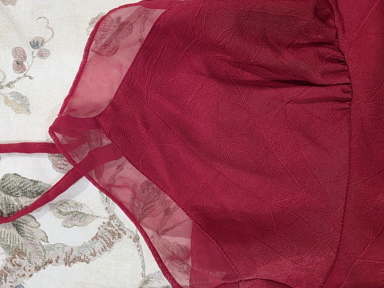 Vintage Vanity Fair Red Camisole Slip Skirt 2 Piece Set Sheer Trim Sz 38 Medium