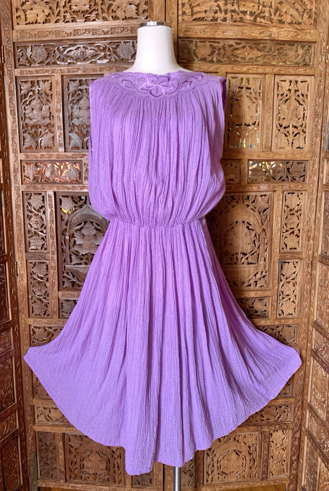 Vtg 70s Grecian Cotton Gauze Dress Goddess Boho Midi Shopping International L