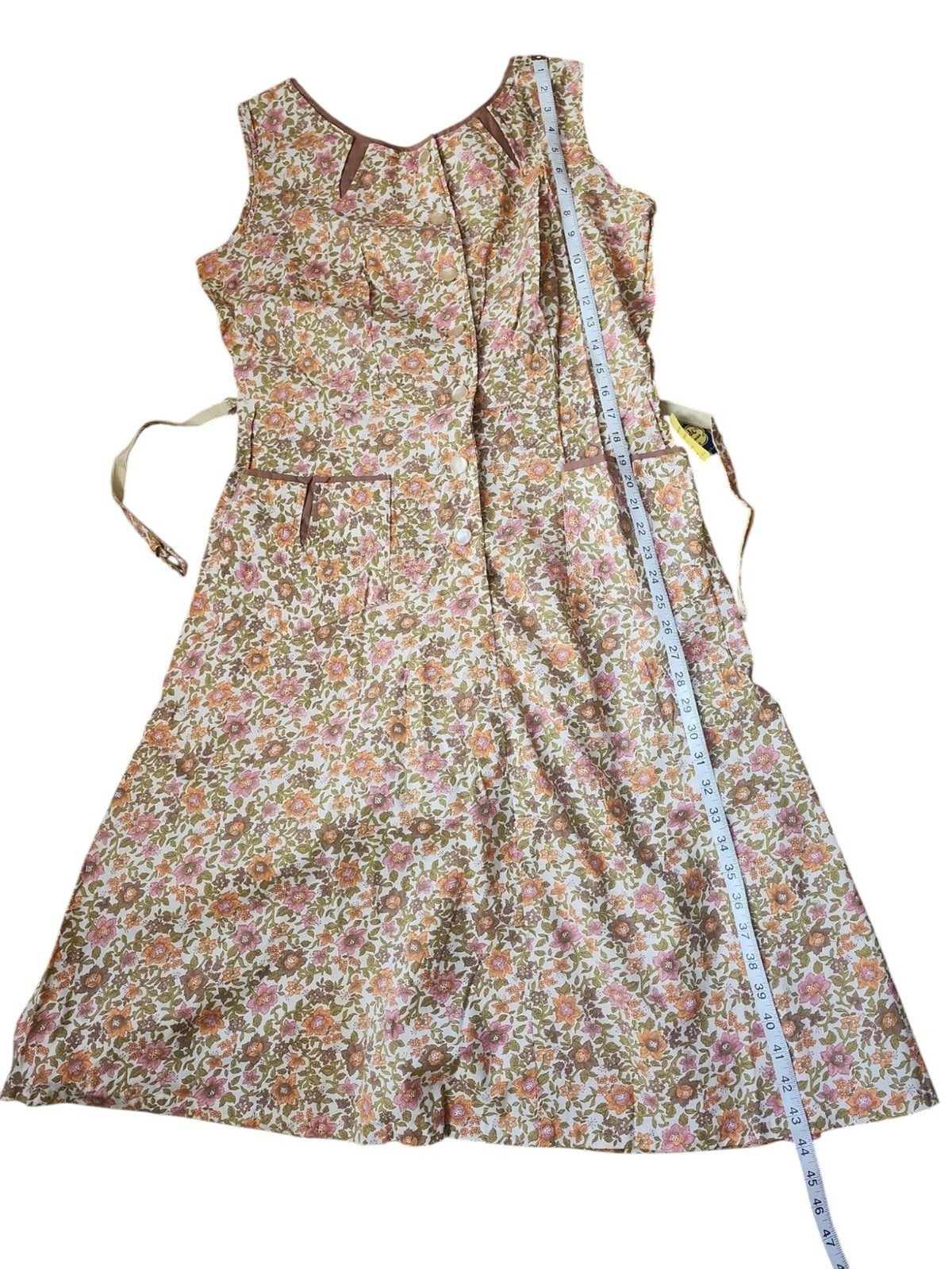 Top Mode Twee Vintage 50s Ditsy Print Midi Dress Women’s Modern Size 12 Modest