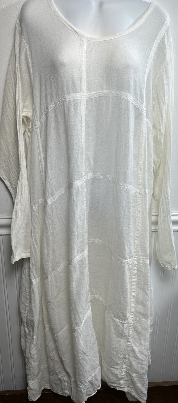 Shack Inc. Loose Cotton Maxi Dress Gauze White Panels Boho Lagenlook Coastal OS