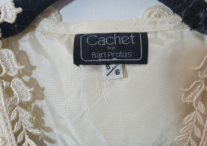 EUC VTG Cachet Ivory Lace 80s Skirt Suit Victorian 5/6 XS Wedding Mother Bride