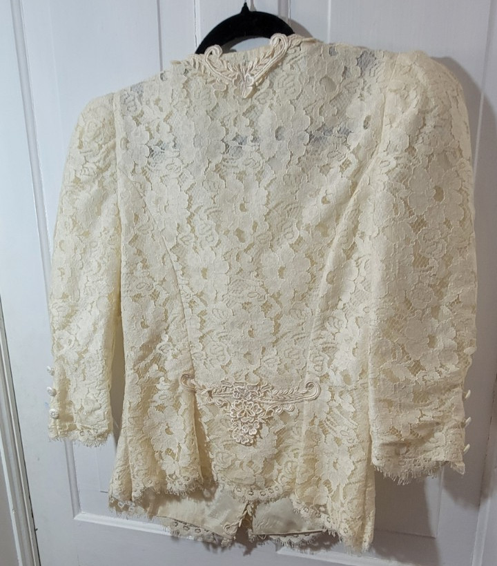 EUC VTG Cachet Ivory Lace 80s Skirt Suit Victorian 5/6 XS Wedding Mother Bride
