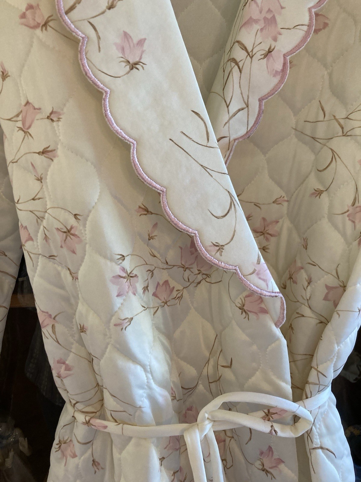 GORGEOUS VTG Floral Miss Elaine Quilted Robe Housecoat Duster 1960’s-1970’s NWT