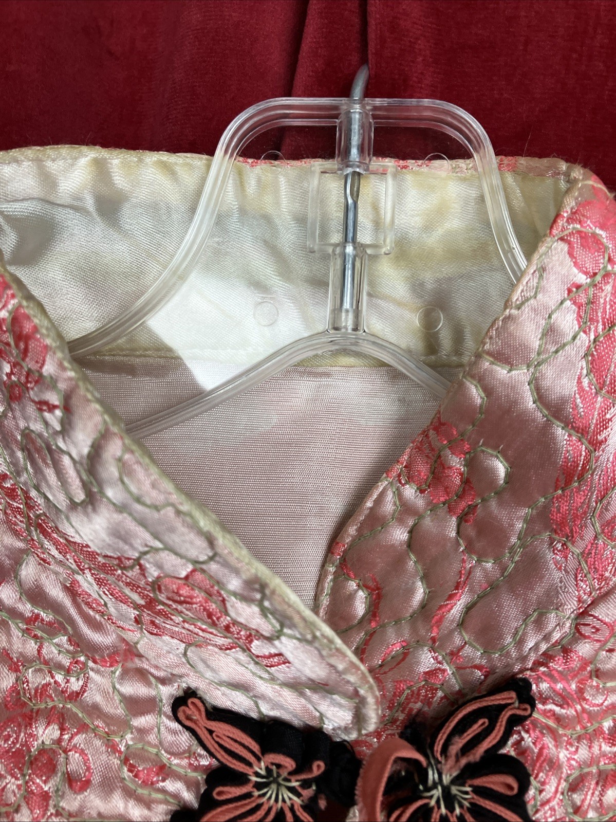 Vintage 40s 50s Traditional Chinese lounge House Coat Robe pink