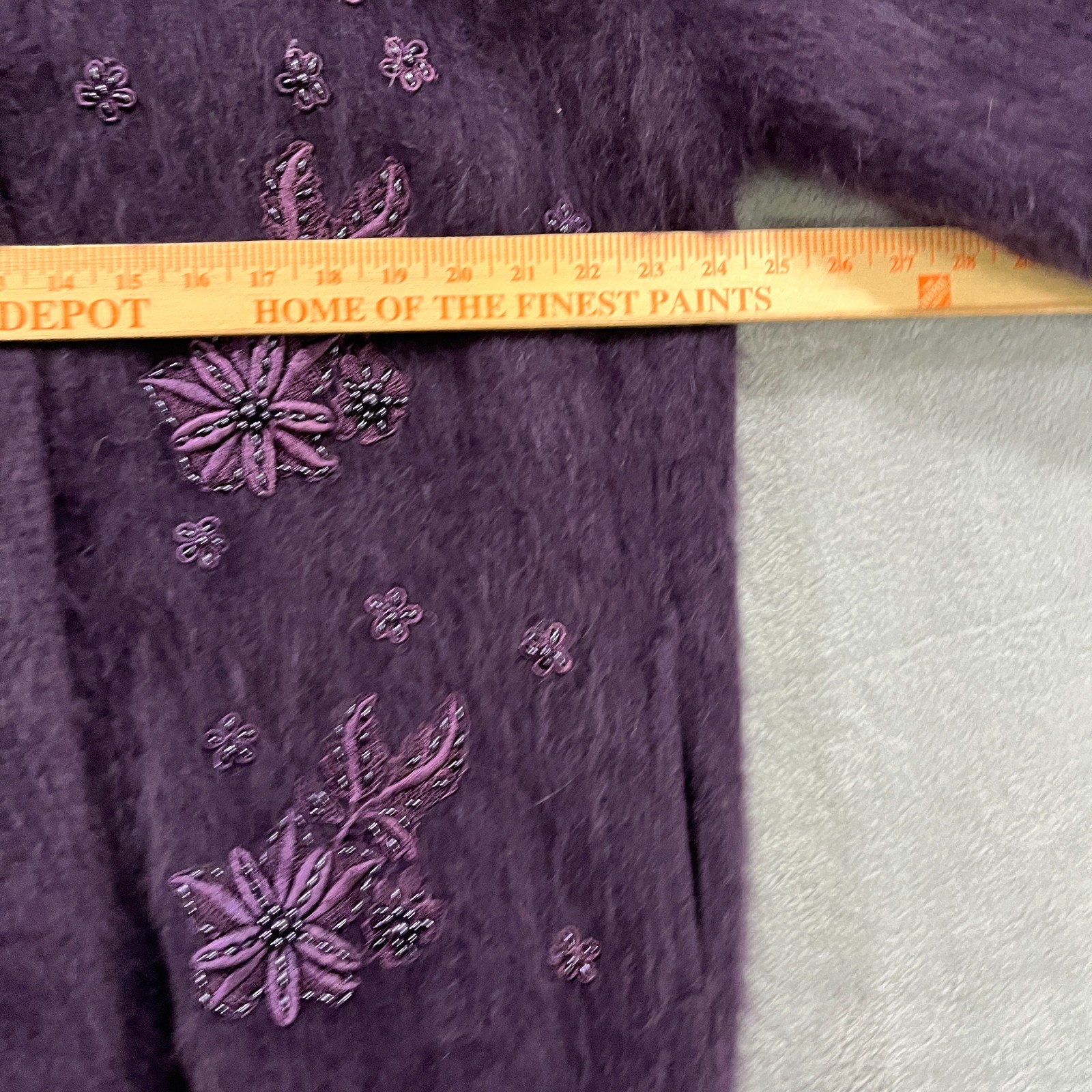 Vintage BIG STAR Keo Sung Fuzzy Cardigan Angora Sweater Sequin Embroidered 90s