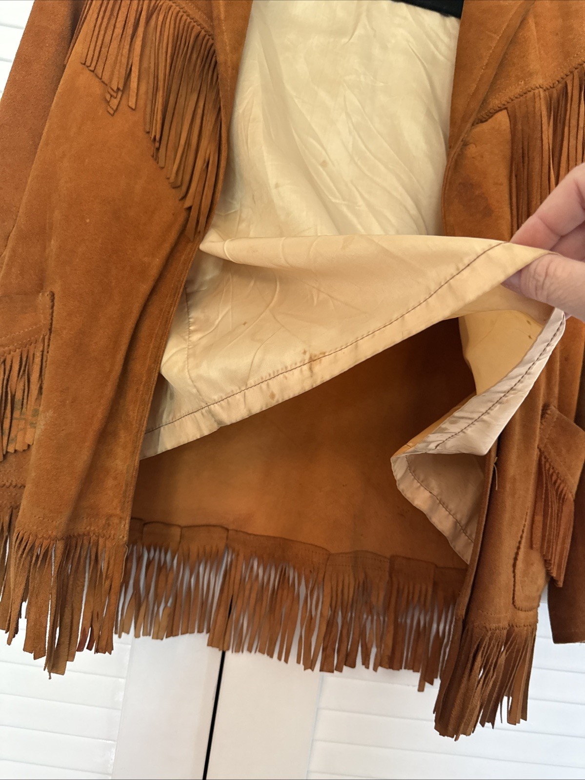 Vintage 1960s Sylvia Mexico Suede Fringe Jacket Boho Western See Description
