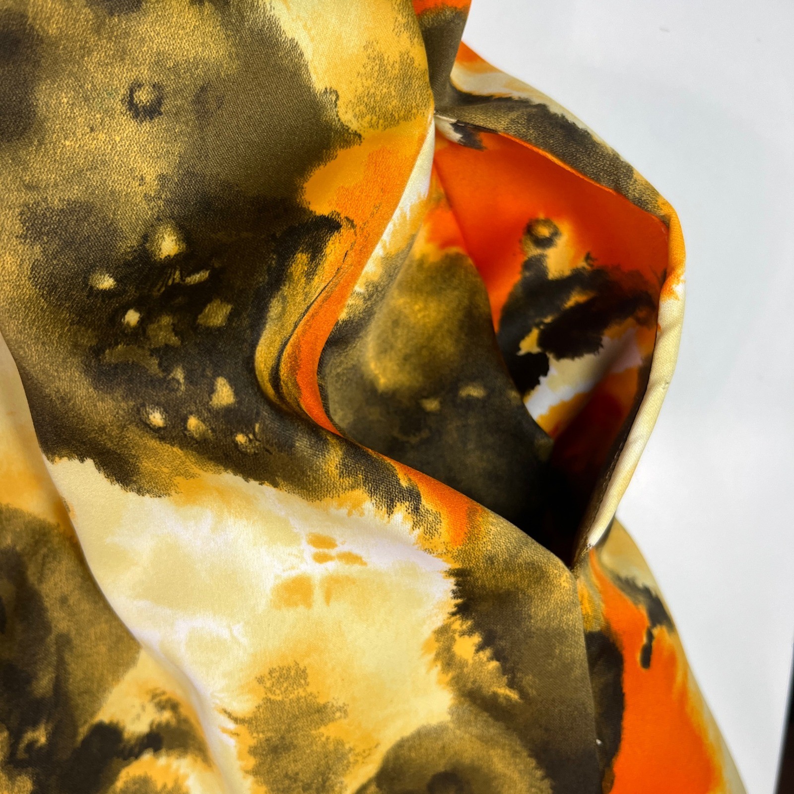 Vintage Hilo Hattie Maxi Dress Size 12 Orange Brown Abstract Floral 70