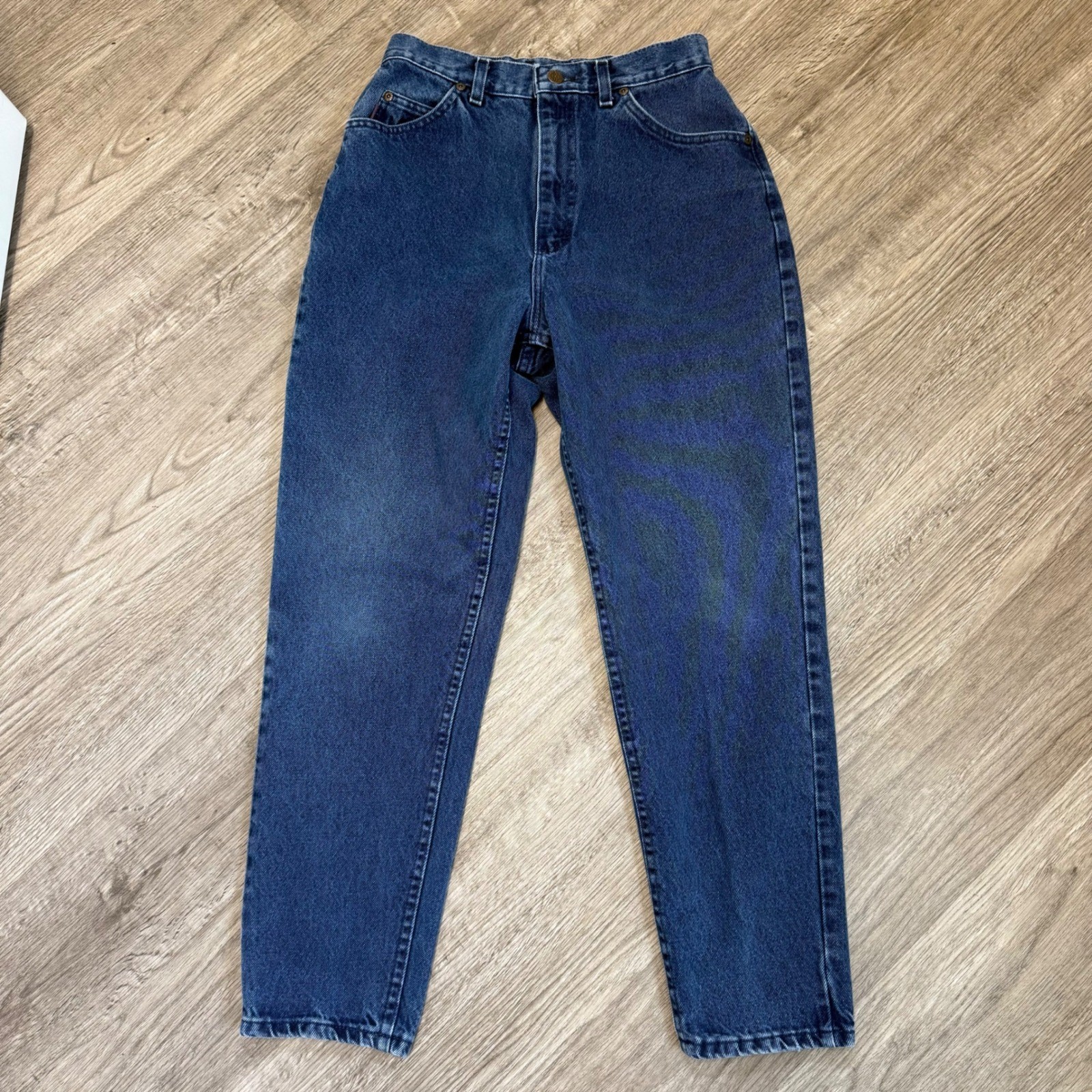 Vintage Riders Lee High Waisted Mom Jeans Dark Wash Tapered Leg Womens 26 x 27
