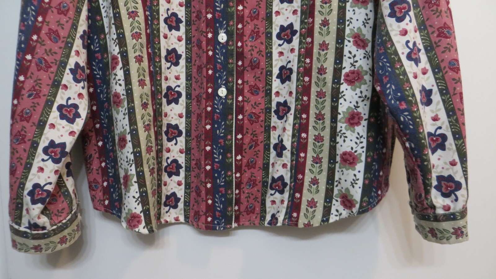 Vintage Look Season Ticket Shirt Women XL Multicolor Floral Striped 80s 90s Look