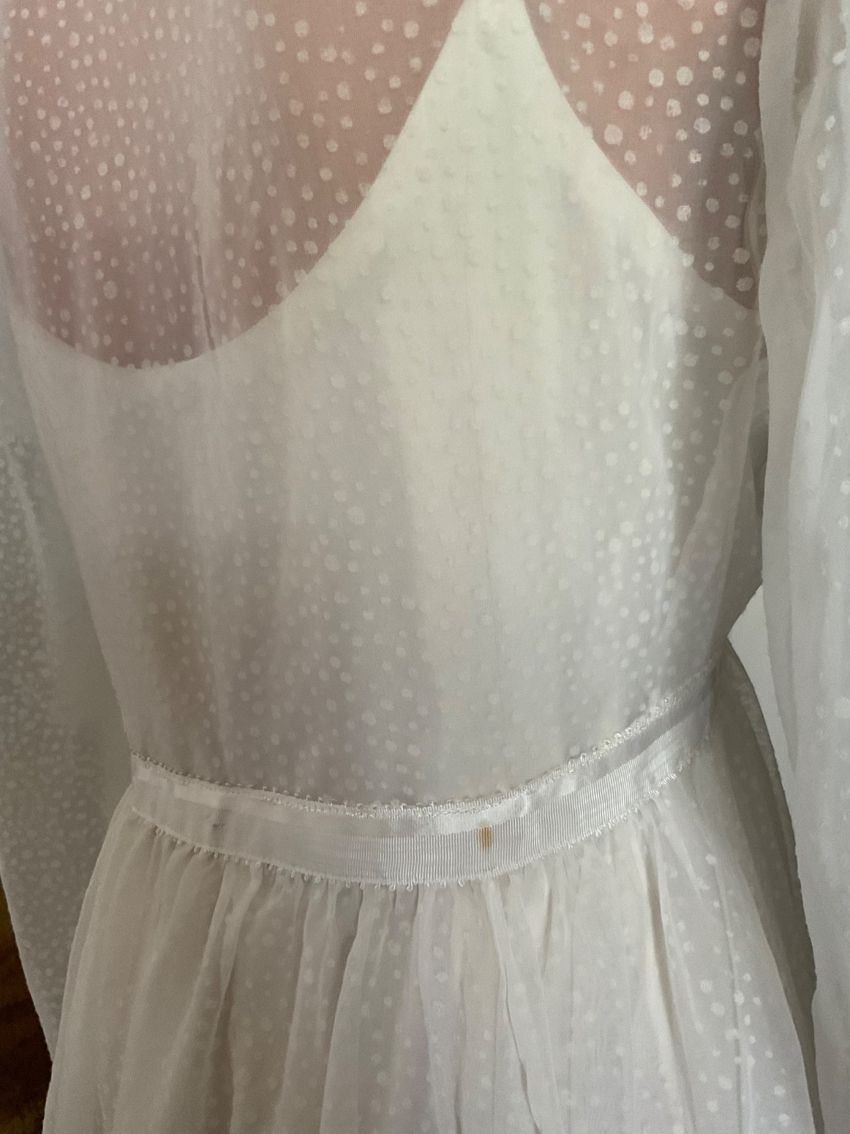 Vtg. Wedding Dress with Slip Victorian Boho Cottagecore Fairycore Small Train