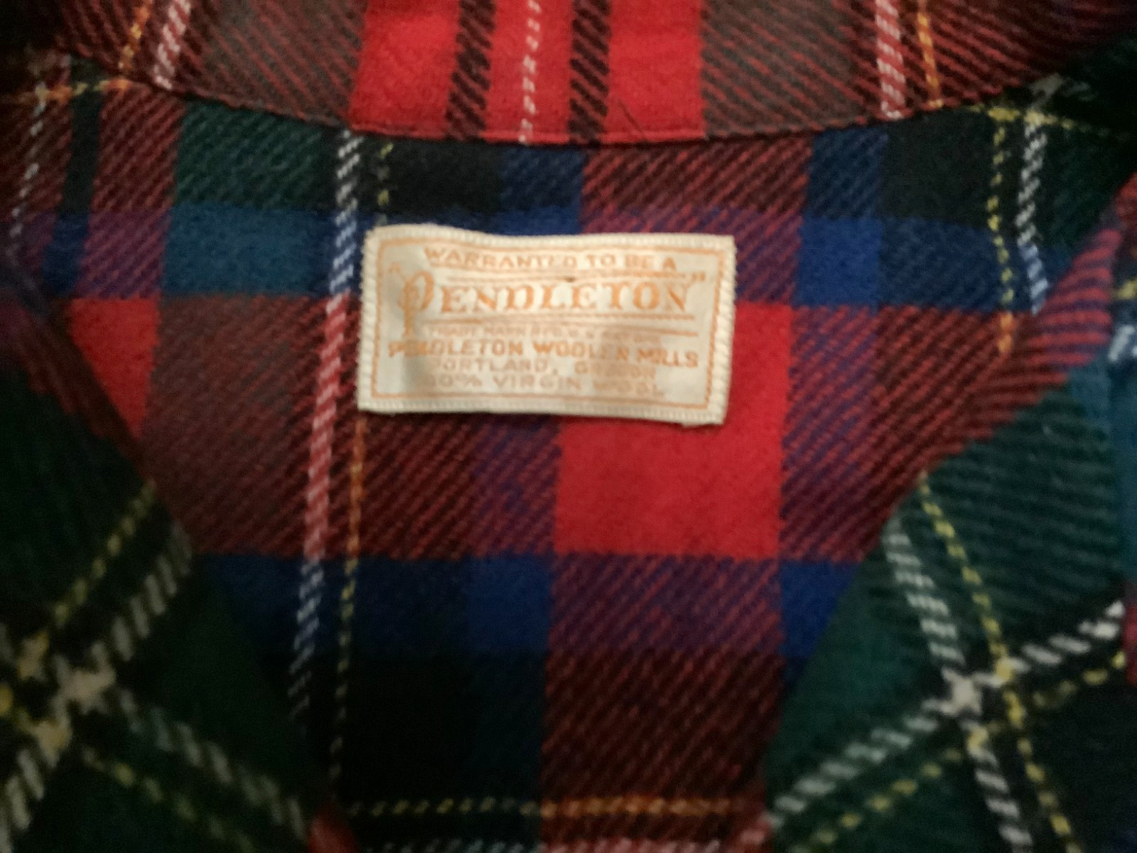 1950s Pendleton Wool Plaid Jacket 49er Style USA-Large Womens red green plaid