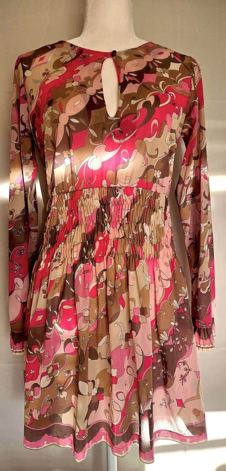 Emilio Pucci Vintage 1960s Pink Abstract Mini Dress