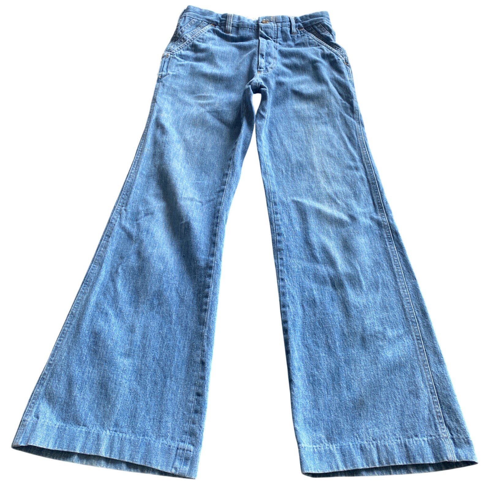 Vintage 70s Levis Panatela Sportswear Flare Leg Jeans Blue Denim 27×31 High Rise