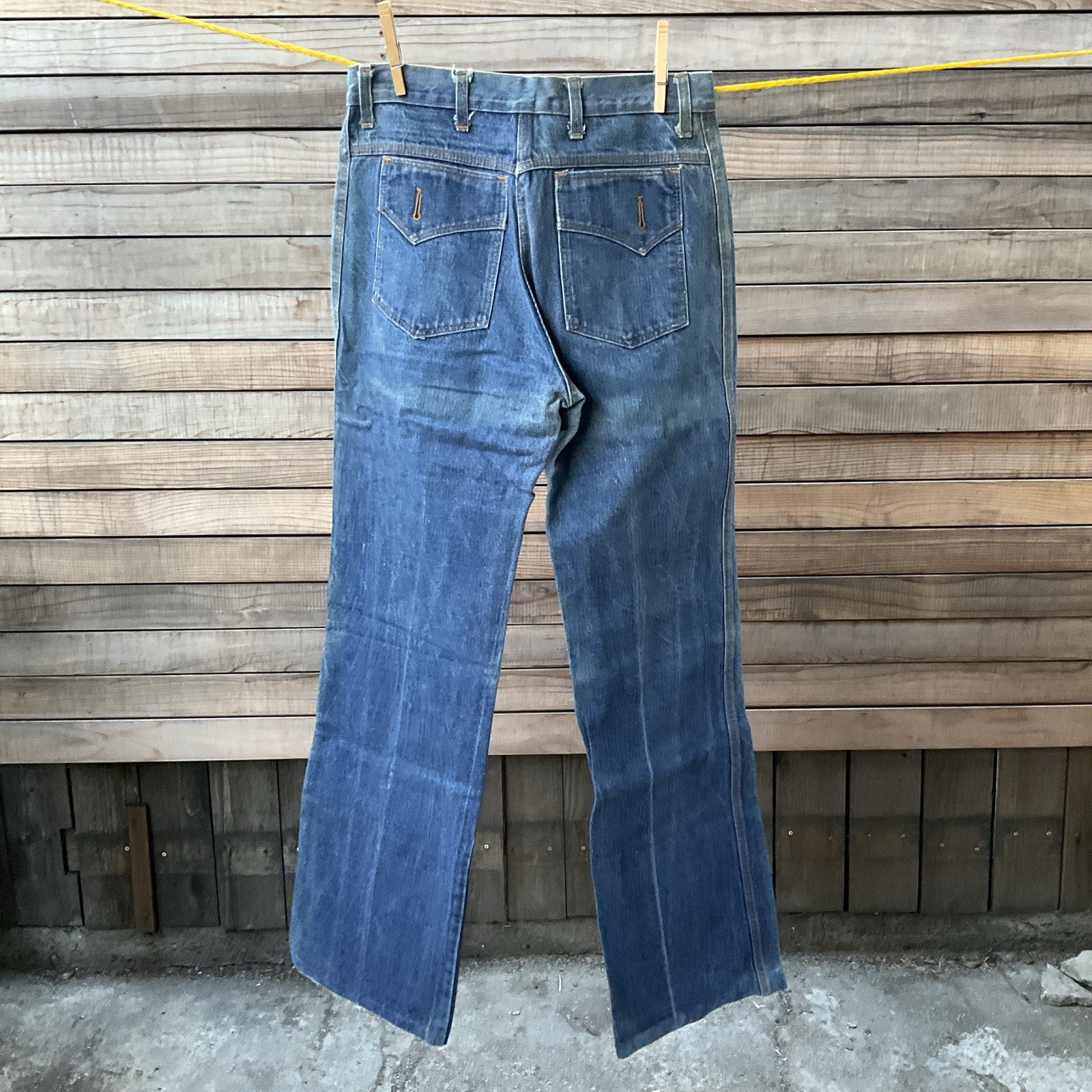 Vintage Sharpfinger 70s Flare Jeans 28×33 Hippie Denim Patchwork Bell Bottom