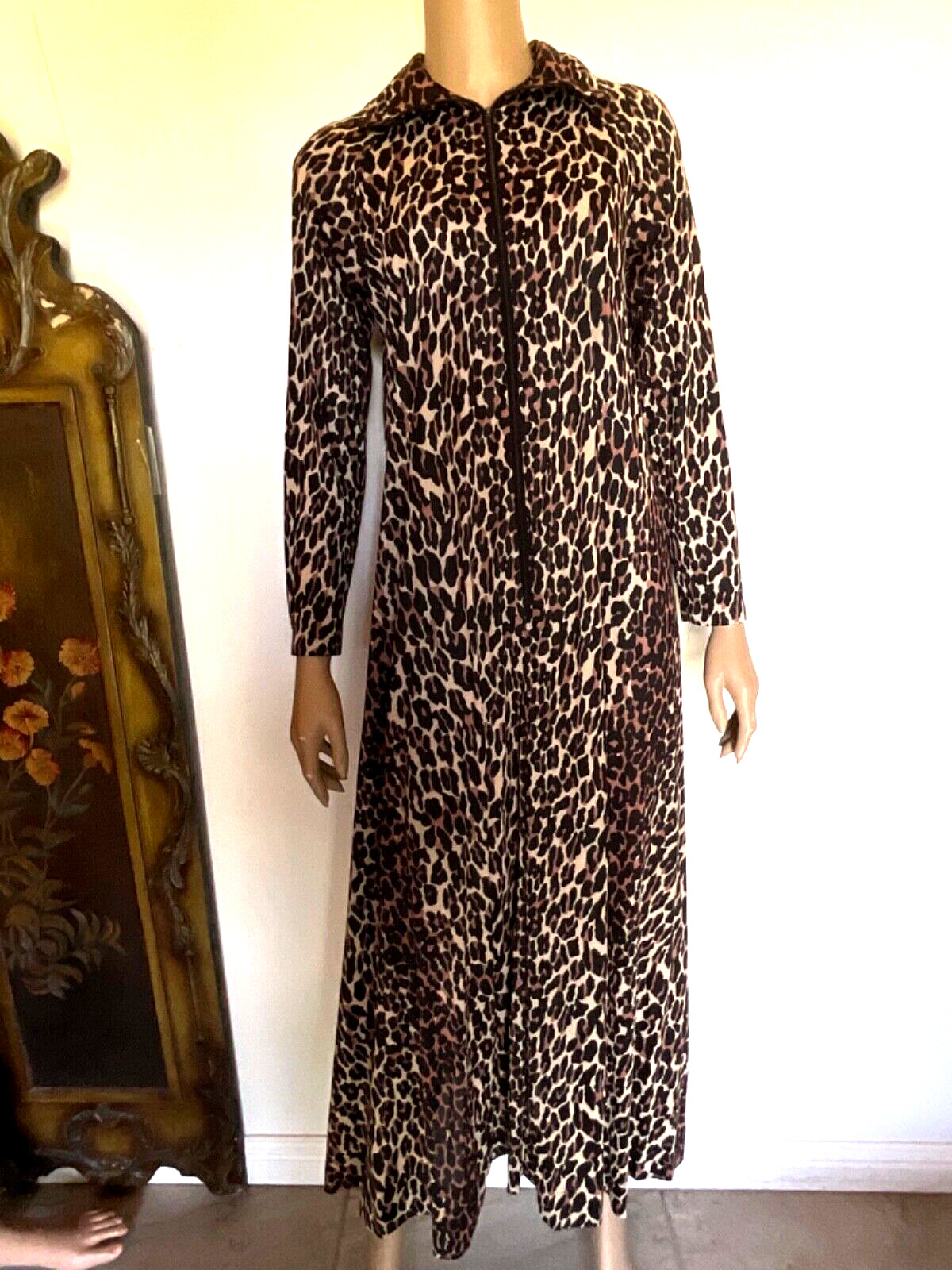 Vintage Zip Gown Silky Nylon Nightgown Small