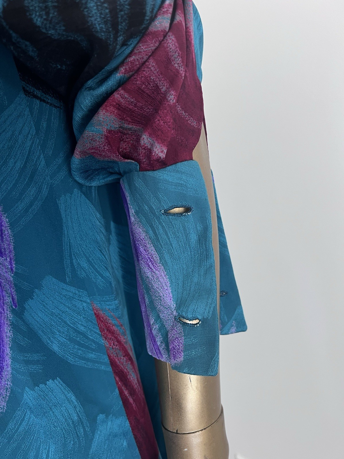 VTG 80s women’s turquoise silk secretary dress Andrea Odicini for Saks SZ 4/6 US