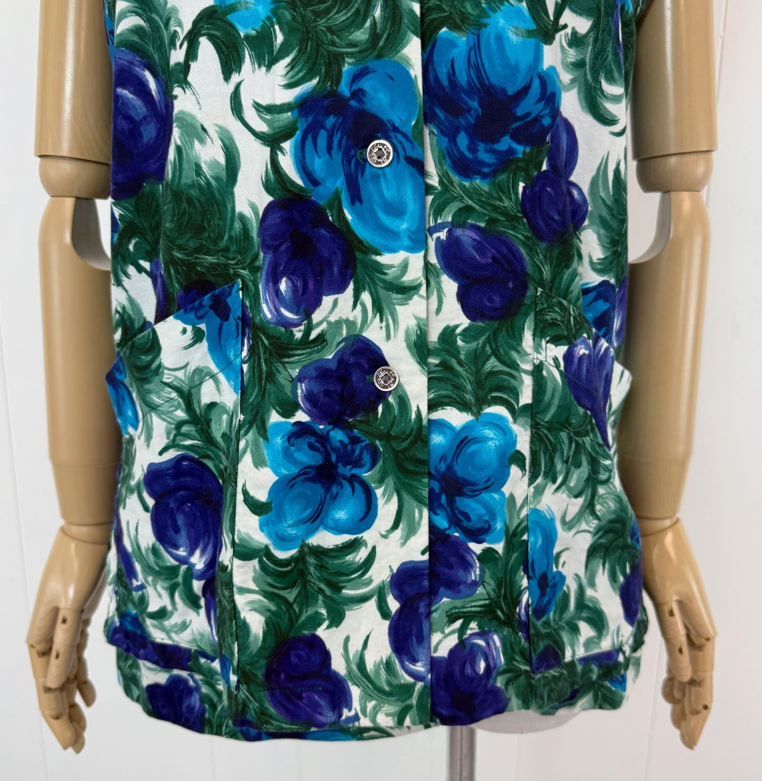 Vtg 1950s Paradise Hawaii Floral Swimsuit Romper Tea Timer Blouse 2 Piece Set
