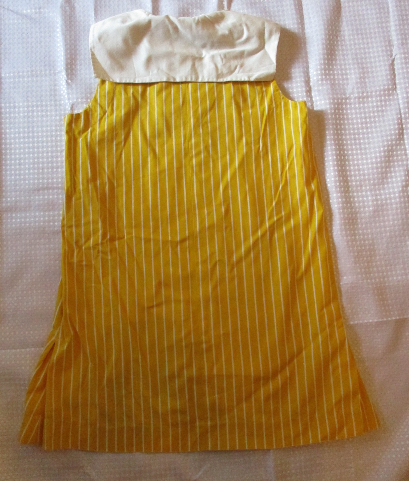 1960’s Teen’s Yellow Striped Cotton Sailor Sleeveless Pullover Sundress Sz. 15