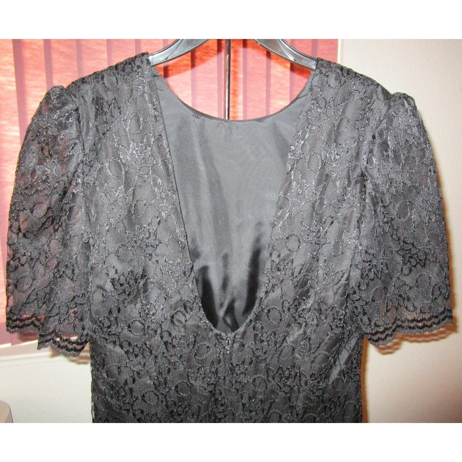 Vtg 80s Black Lace Cocktail Dress Sz 14 Late Edition Union Made Whimsigoth Fairy